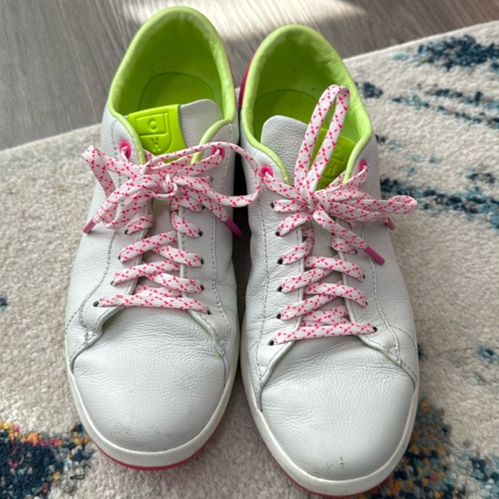 Cole Haan Optic White And Pink Glow GrandPrø Tennis Sneakers